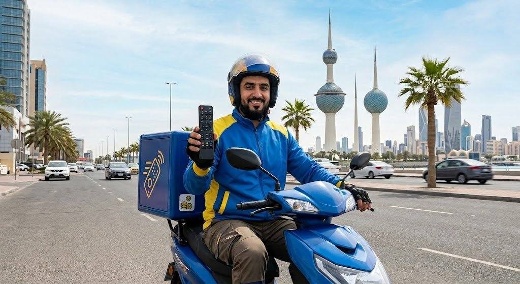 فني محترف يقوم بتوصيل وبرمجة أجهزة الريموت كنترول بسرعة وكفاءة عالية ضمن خدمات توصيل ريموت الرابية بالكويت لضمان تلبية احتياجات وراحة العملاء.