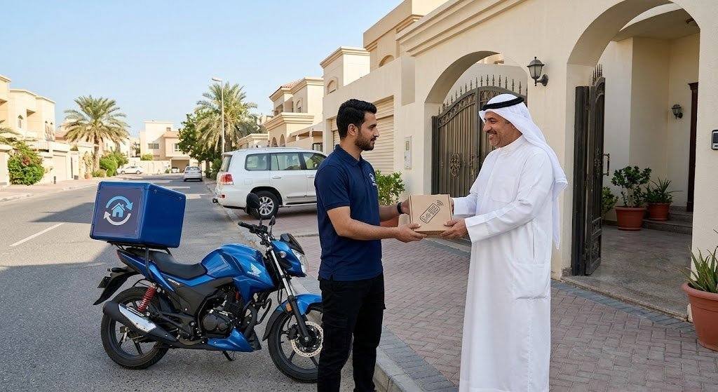 فني محترف يقوم ببرمجة وتوصيل ريموت التلفزيون أو الرسيفر بدقة وأمان باستخدام أحدث الأجهزة التقنية ضمن خدمات توصيل ريموت الصليبخات بالكويت لضمان كفاءة التشغيل وراحة العملاء.